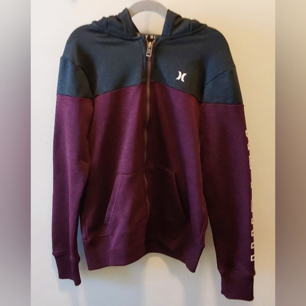 Hurley Kid's Zip-Up Sweatshirt / Hoodie in Purple & Gray